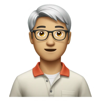 Young chinese bespectacled man wearing a polo shirt sticker