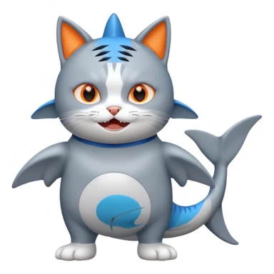 cat wearing shark costume sticker