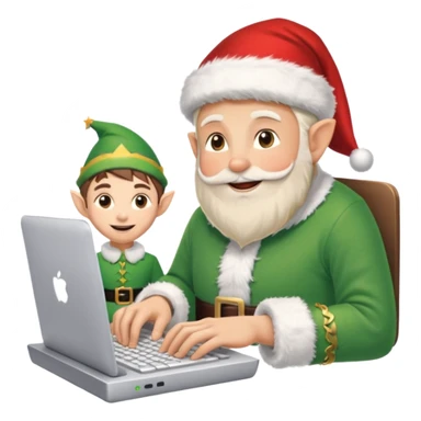 christmas chats - typing - online chats - with santa and a elf sticker