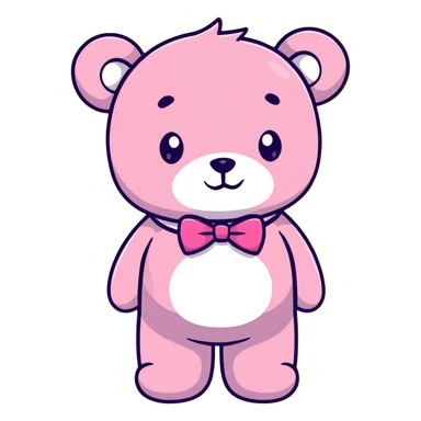light pink teddy bear with pink bow tie sticker