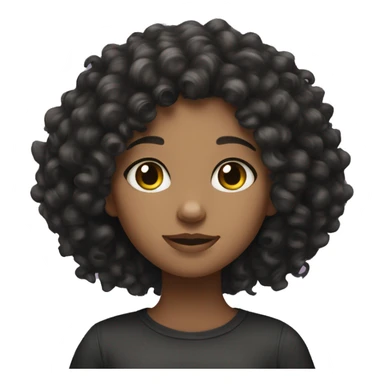 Curly hair girl with black and white cat sticker