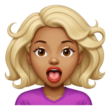Black Girl with mouth open and tongue out shaking her head sticker