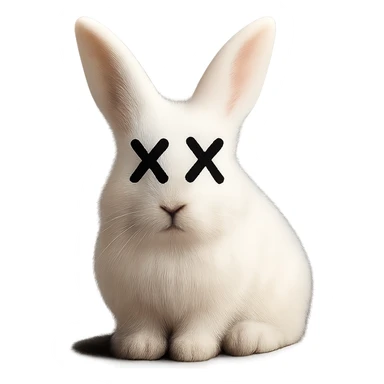 Overlay cartoon X's on the eyes in the exact same style and position as the deer image, referencing the deer for the X style. Keep everything else 100% identical—pose, style, lighting, and details. Make the background transparent. sticker