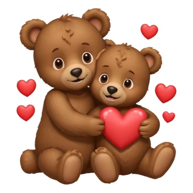 girl bear and boy bear hugging, surrounded by hearts, playful and loving, cute sticker