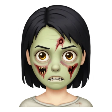 faca o icon de um zombie c cabelo preto e a parte lateral no degrade loiro sticker