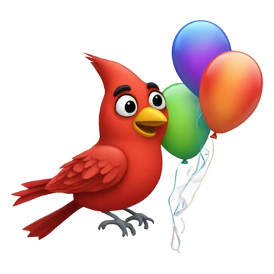 Happy red cardinal with birthday balloons sticker