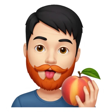 Black hair Man red beard licking peach sticker