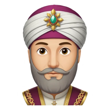 Fatih Sultan Mehmet, Ottoman sultan, with a trimmed beard and decorated turban sticker