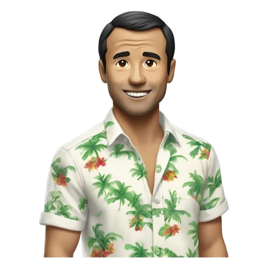 macron hawaian shirt, Asian man sticker