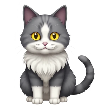full body half dark grey and half white cat with white front legs sticker