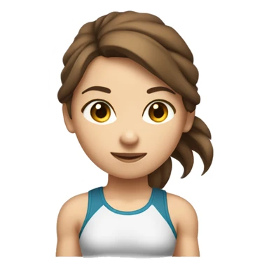 Brown hair tied to a tail girl who makes strength training in a sporty outfit  sticker