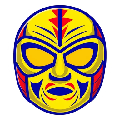 A vibrant purple and blue luchador mask with decorative patterns sticker