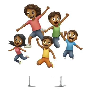 family bouncing on a trampoline sticker