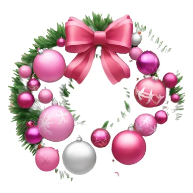 Pink Christmas wreath with ornaments  sticker