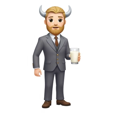 Viking  without weapon in a suit with milk, full height  sticker