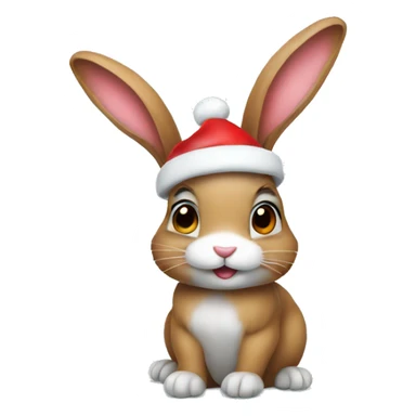 Bunny in a Christmas hat sticker