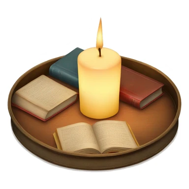 vintage tray with books and candle sticker