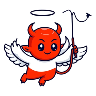 devil with angel halo sticker