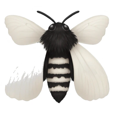 Black fluffy moth sticker