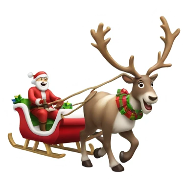 Real Reindeer pulling a christmas sleigh for Santa sticker