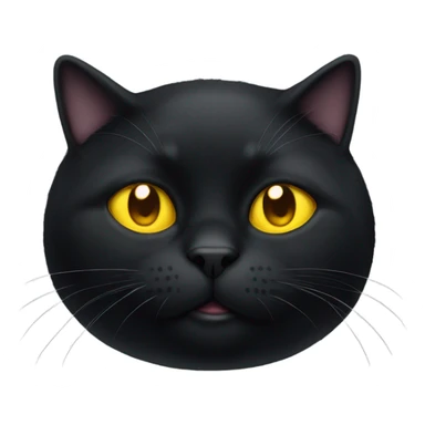 Fat black cat laying on back with yellow eyes sticker