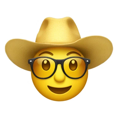 emoji jaune lunette de soleil avec un chapeau safari sur la tête sticker