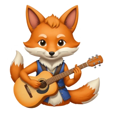 Kitsune with a nose ring playing a guitar sticker