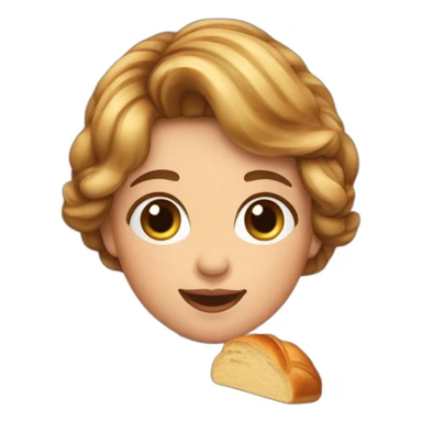 Tête petite fille avec 3 couettes qui mange un croissant  sticker