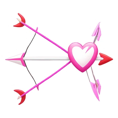 Pink Bow and arrow shooting white lightning bolts at a red heart sticker