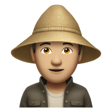 photorealistic Chinese peasant in sedge hat sticker
