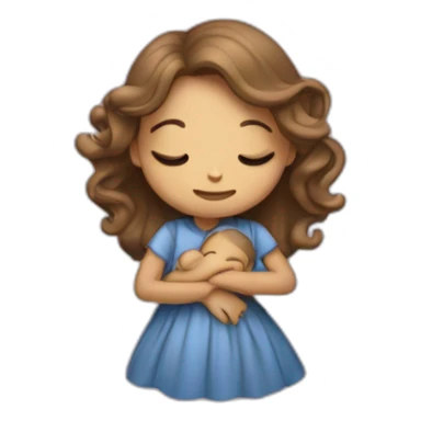 Fille qui fait un calin a un amster sticker