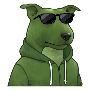 Dog wearing a hoodie sticker