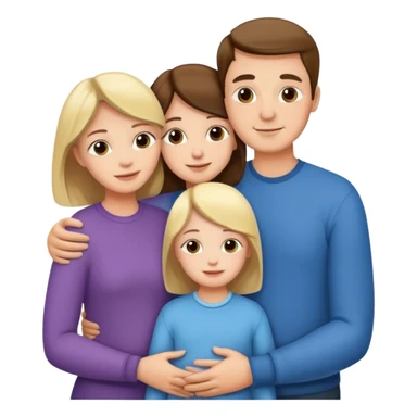 cute family, 2 parents and 2 children hugging sticker
