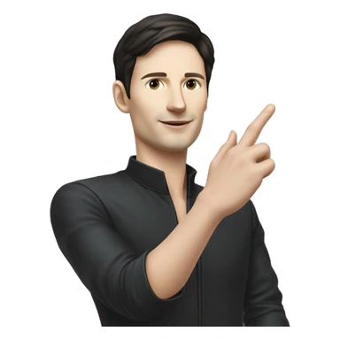 Pavel Durov stands and holds his hand extended to the side, as if he has something in his palm sticker