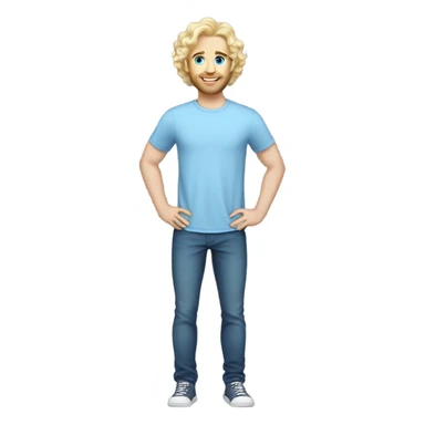 full body light curl blonde 30yo man blue eyed pale skin sticker