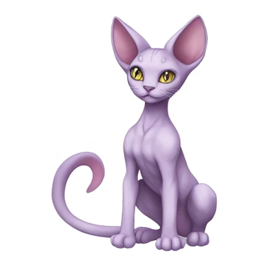 Anthro Mewtwo-Cat-Sphynx-FurSona-Fakemon Nebula Full Body sticker