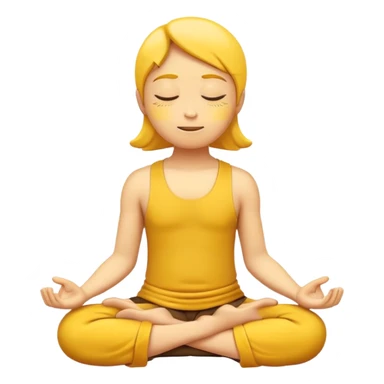 yellow emoji meditating, sitting cross-legged, peaceful expression sticker