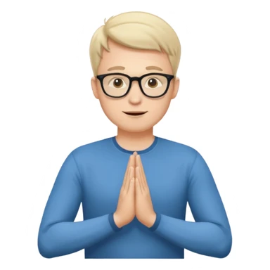 A white Man doing namaste with wearing specs sticker