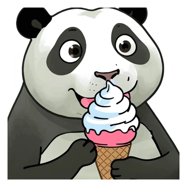 Panda eating ice cream sticker