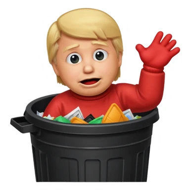 happy trump stuffing crying elmo in trash can sticker