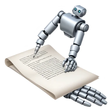 robot hand writes text sticker