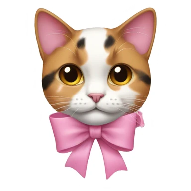 calico cat with a pink bow sticker