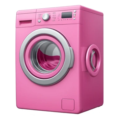 
pink washing machine mid-cycle with clothes tumbling inside sticker