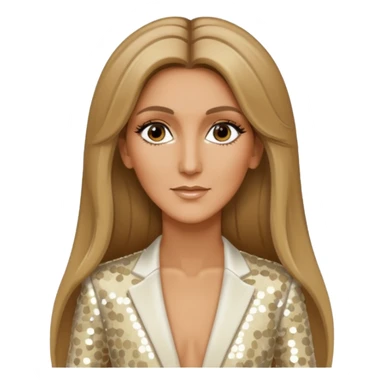 Celine Dion with long dark blonde hair, ivory sequin outfit sticker