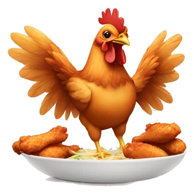 chicken eating chicken wings sticker