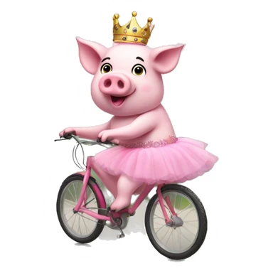 Pink pig in tutu and tiara riding a bike sticker