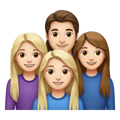 three friends, a man and two girls with long hair sticker