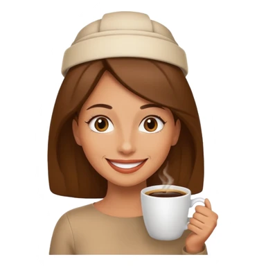 Woman with coffe cup as head sticker