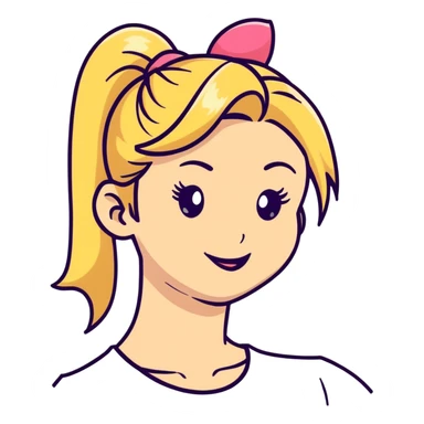 blonde girl with high pony tail hair, winking sticker