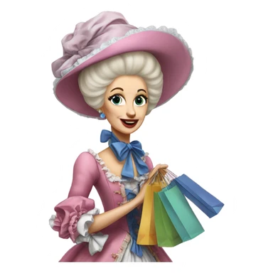 realistic Marie Antoinette with shopping bags sticker